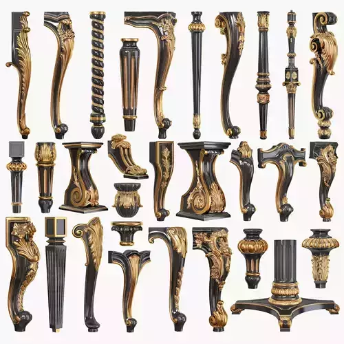 Collection of 30 classic furniture legs  Part 3