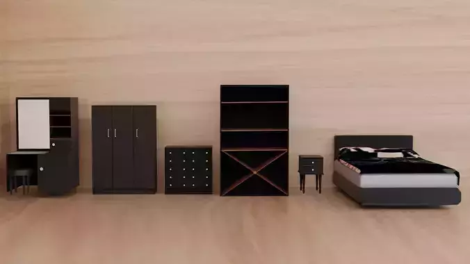 Low Poly Bedroom furniture 