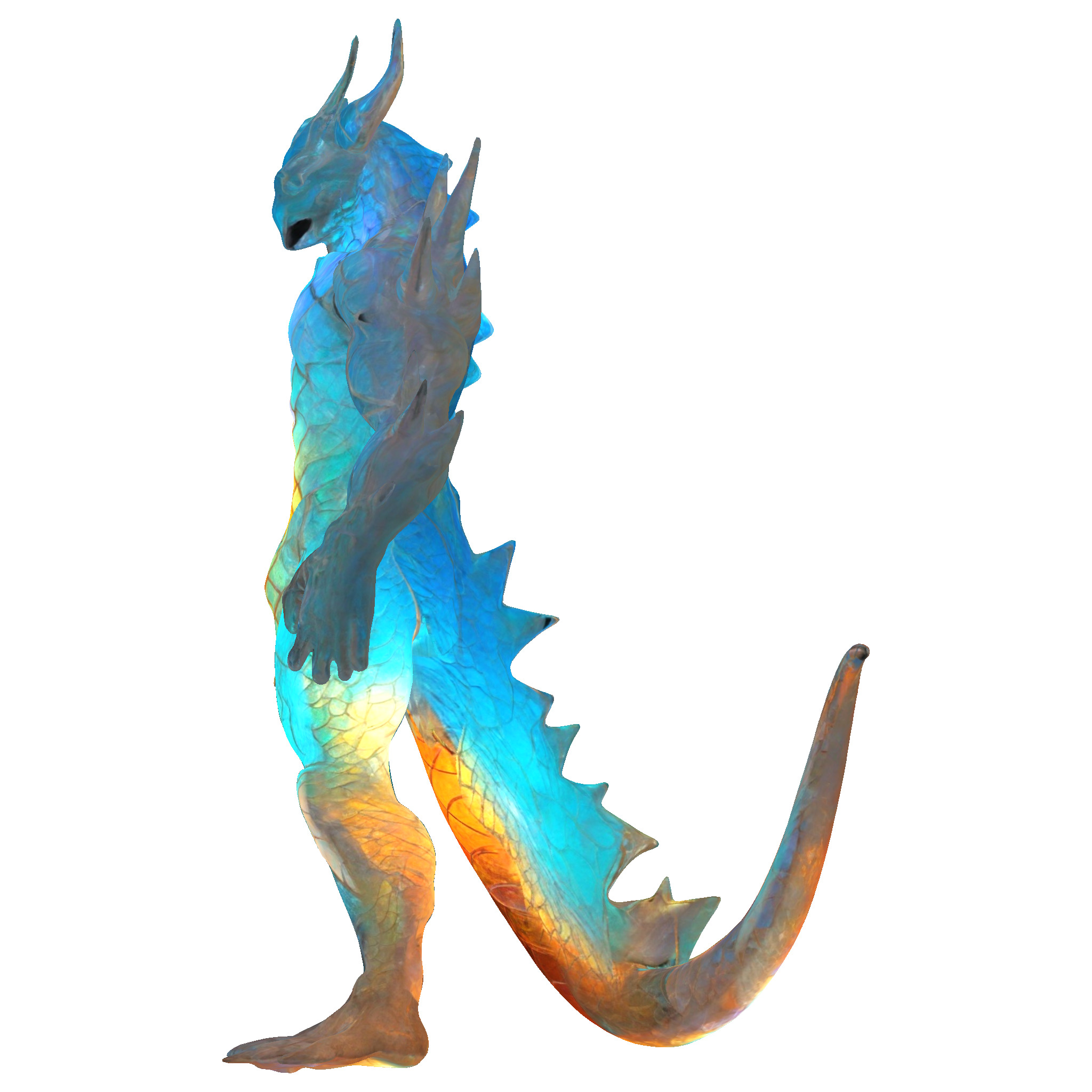 Luminous Crystal Dragon Statue 3D print model_5