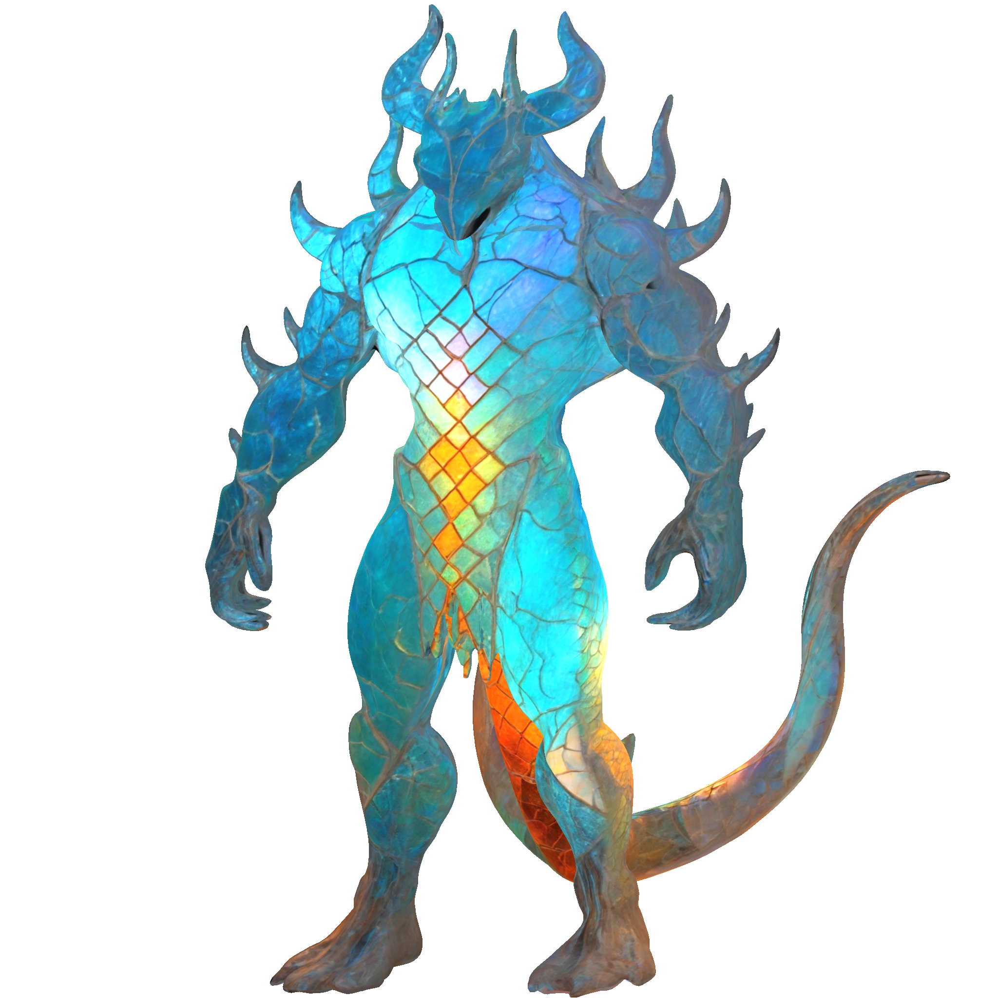 Luminous Crystal Dragon Statue 3D print model_7