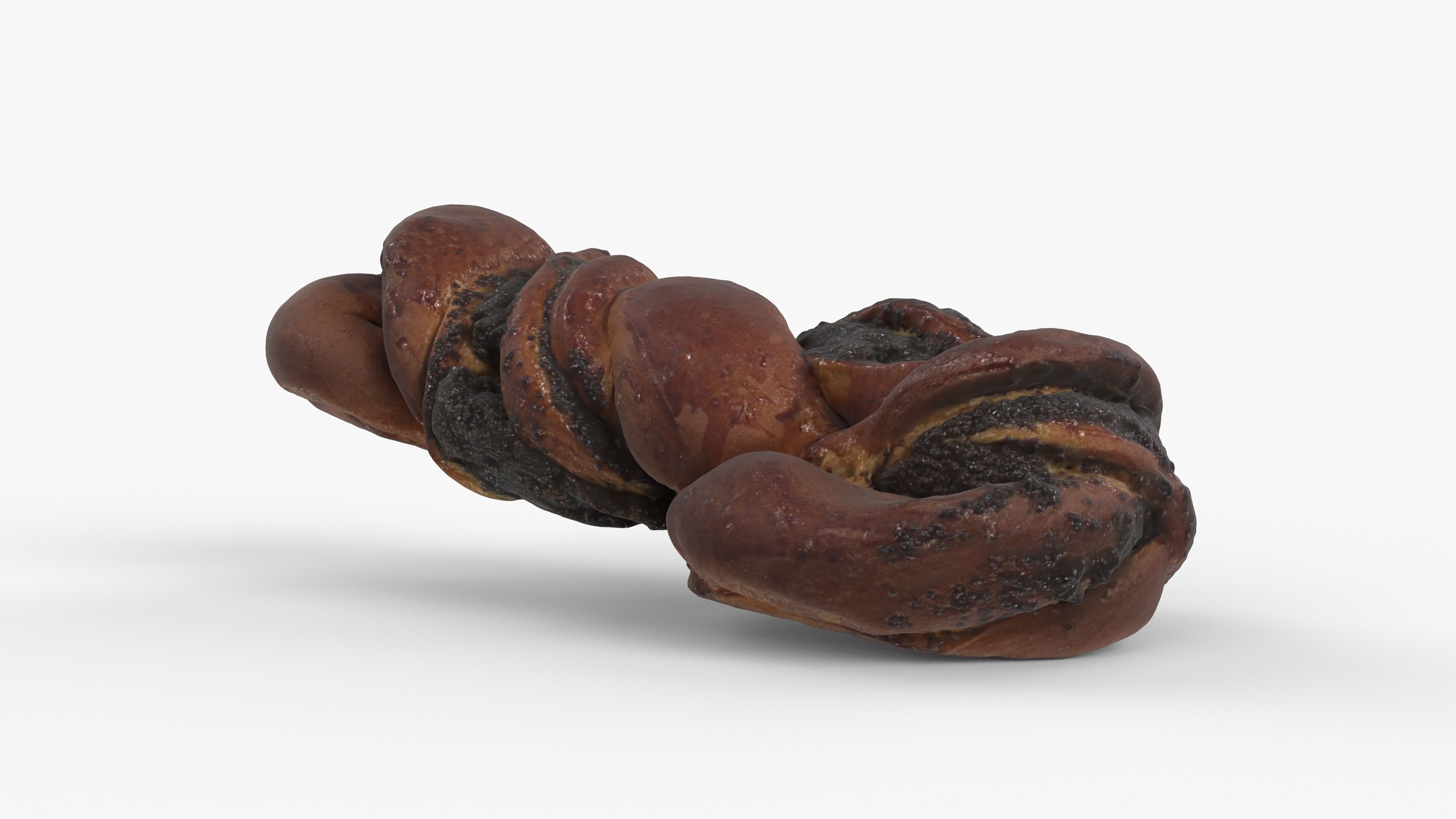 Photorealistic 3D scan of sweet poppy seed bun roll Low-poly 3D model_6