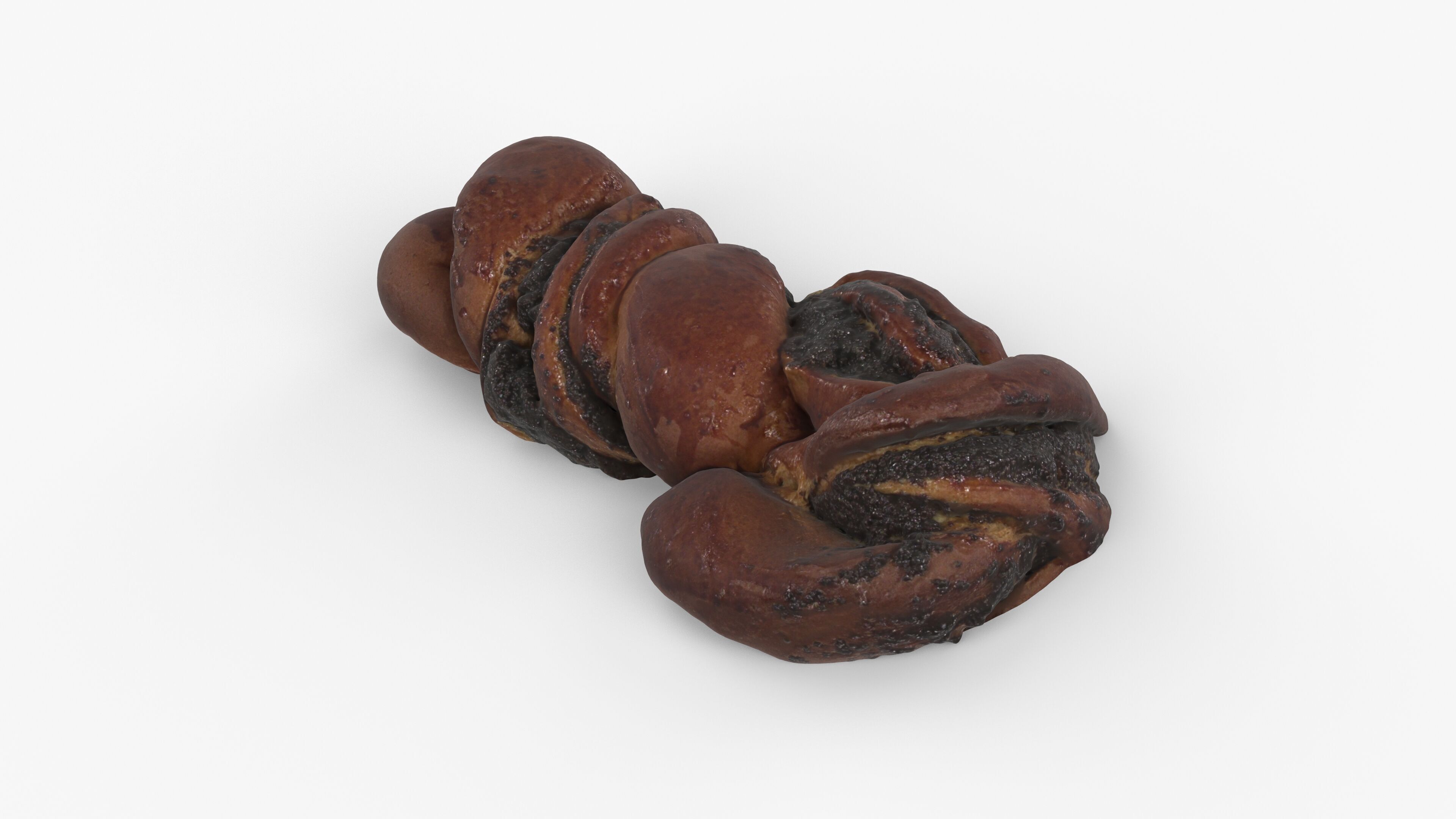Photorealistic 3D scan of sweet poppy seed bun roll Low-poly 3D model_12