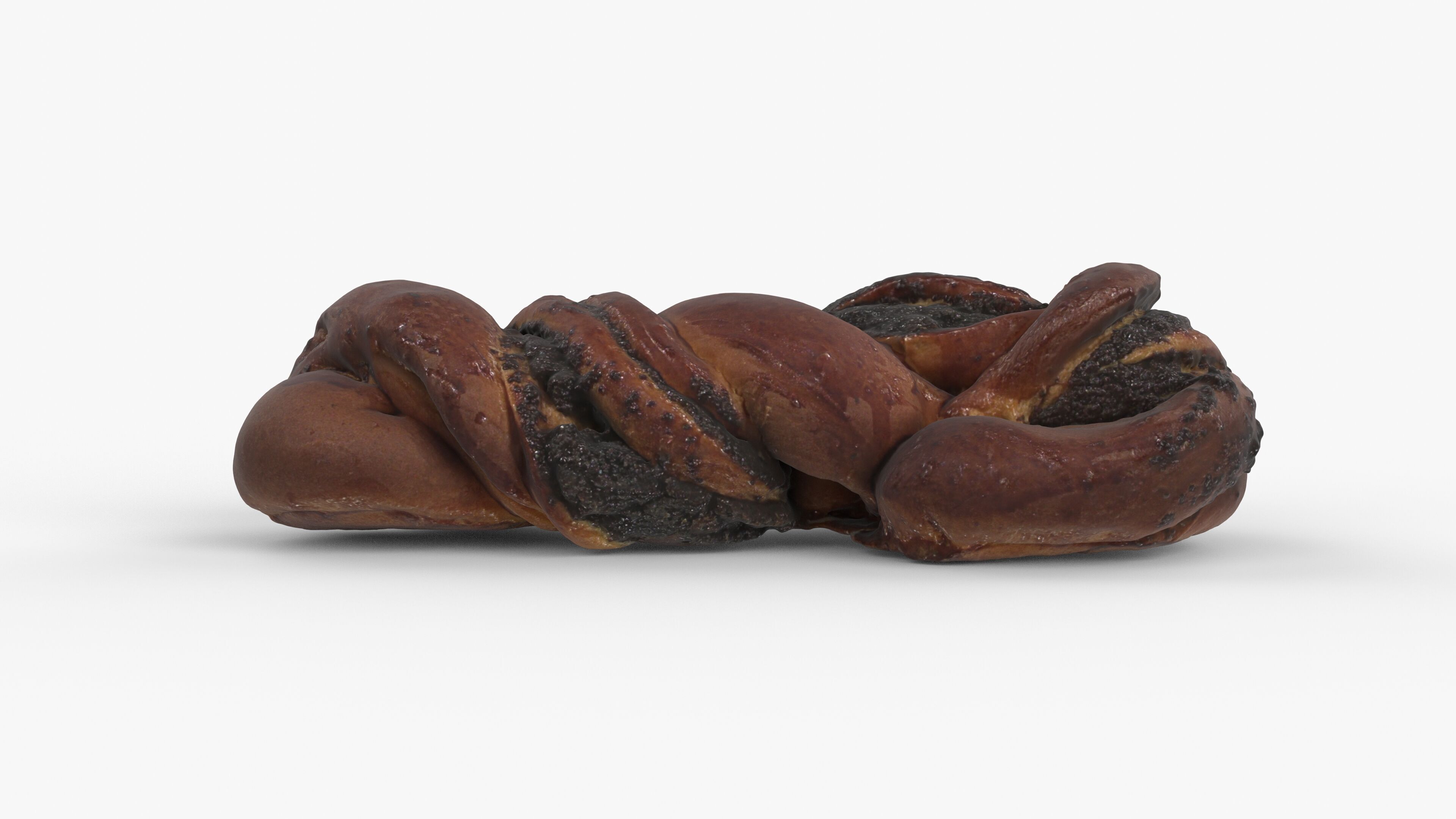 Photorealistic 3D scan of sweet poppy seed bun roll Low-poly 3D model_7