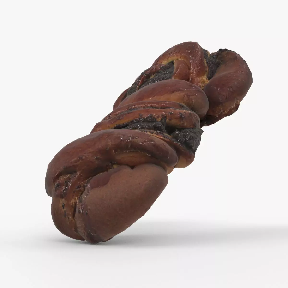 Photorealistic 3D scan of sweet poppy seed bun roll Low-poly 3D model_0