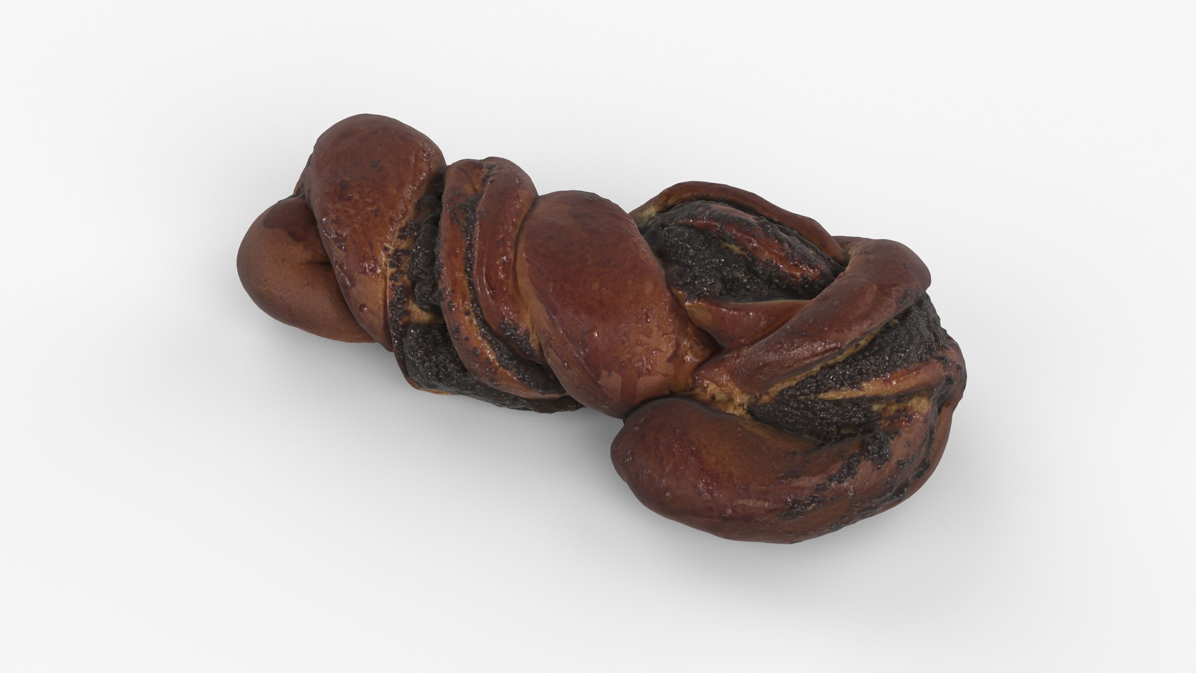 Photorealistic 3D scan of sweet poppy seed bun roll Low-poly 3D model_14
