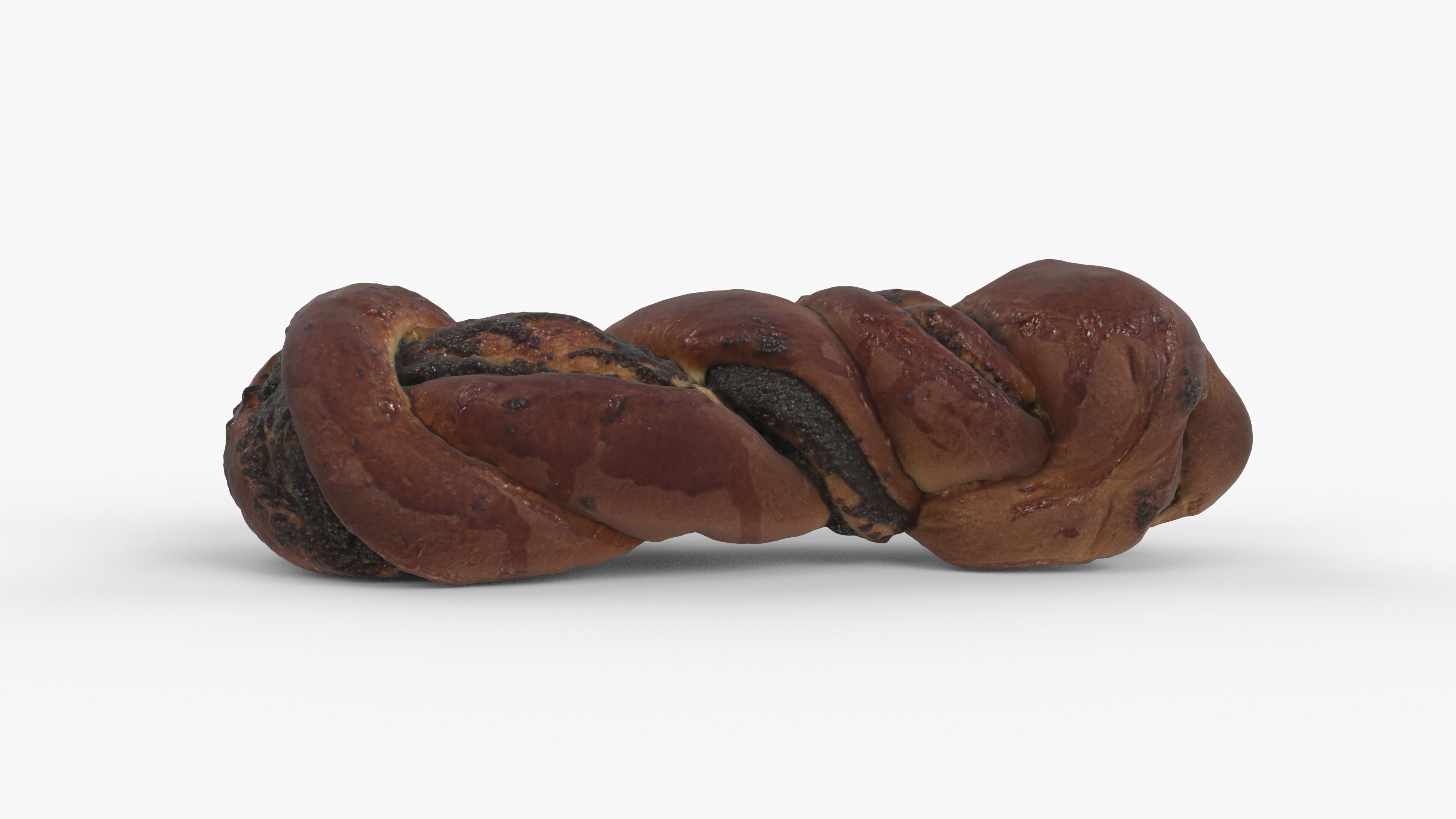 Photorealistic 3D scan of sweet poppy seed bun roll Low-poly 3D model_9