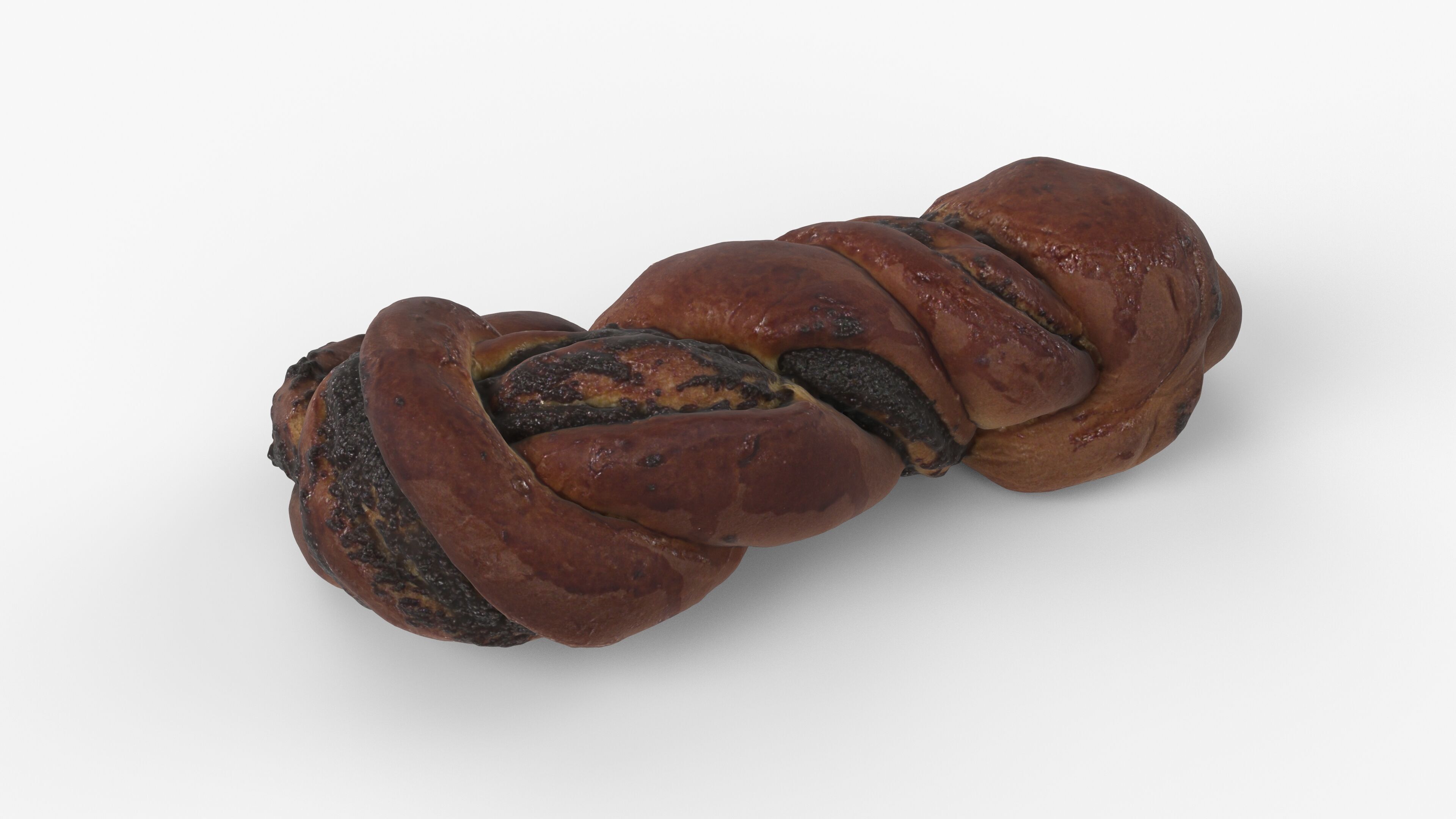 Photorealistic 3D scan of sweet poppy seed bun roll Low-poly 3D model_2