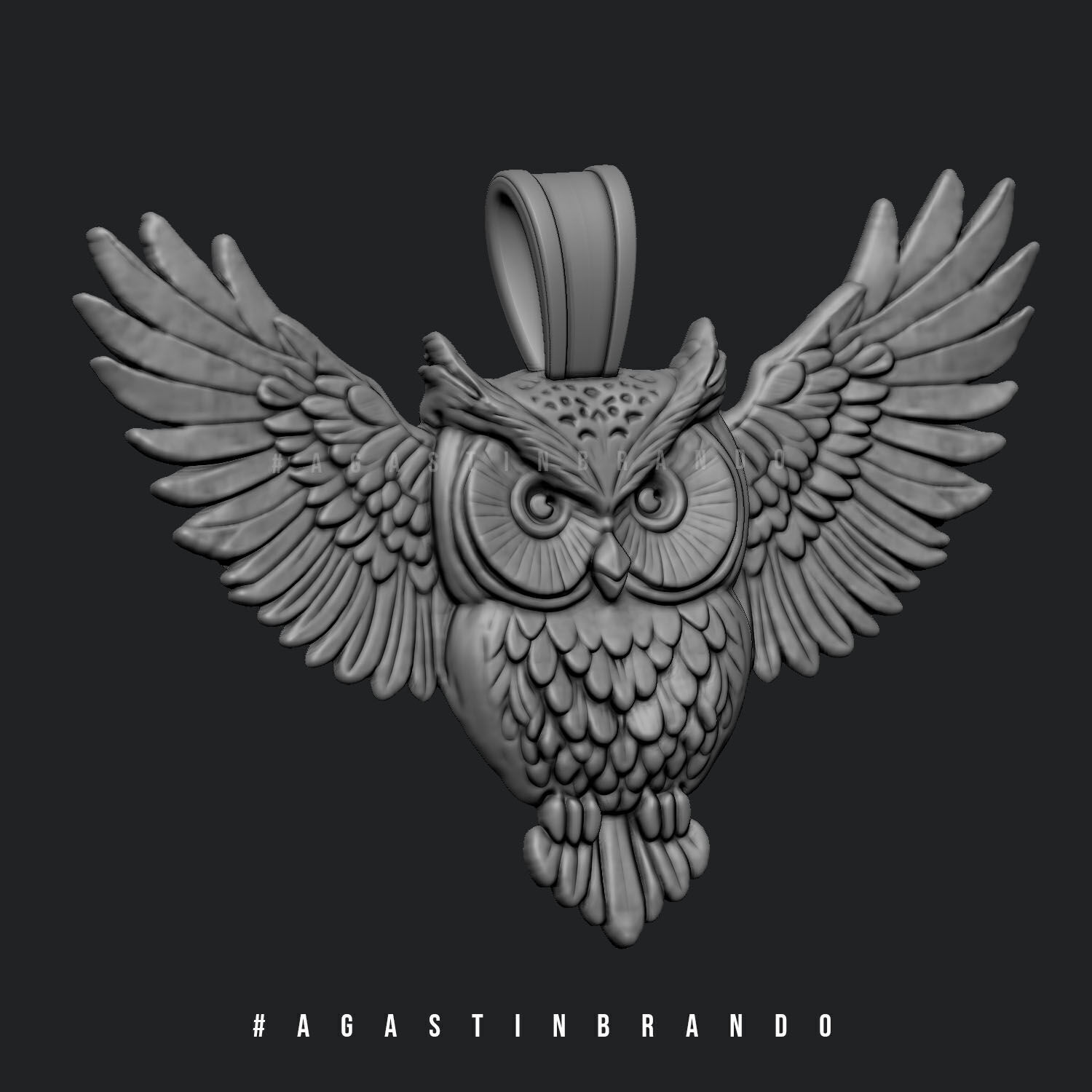 3D Owl Basrelife pendant STL 3D print model_3