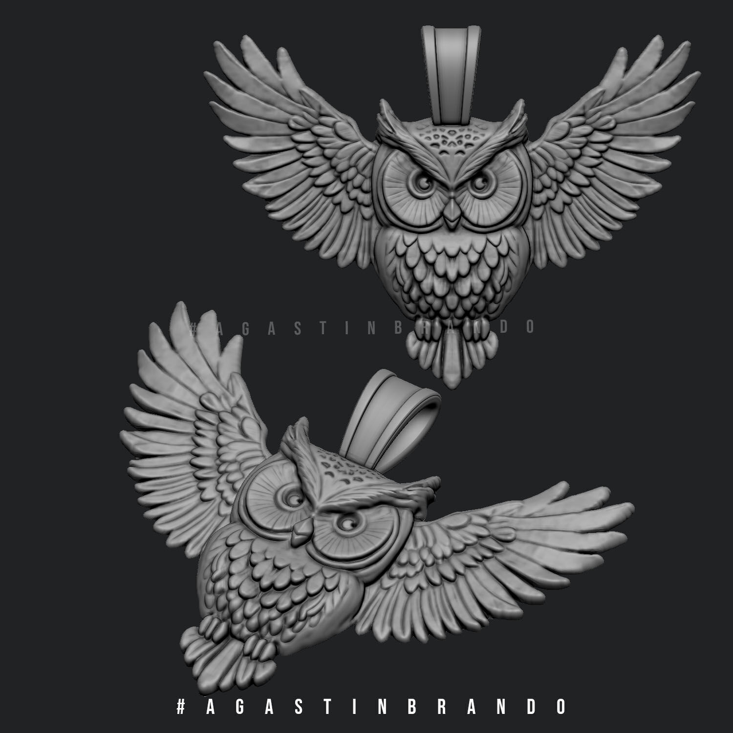 3D Owl Basrelife pendant STL 3D print model_1