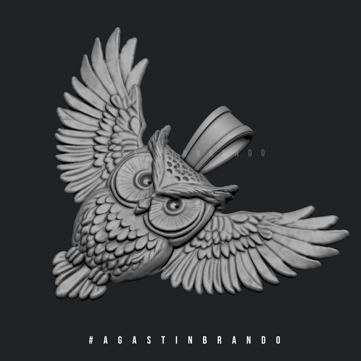 3D Owl Basrelife pendant STL 3D print model_2