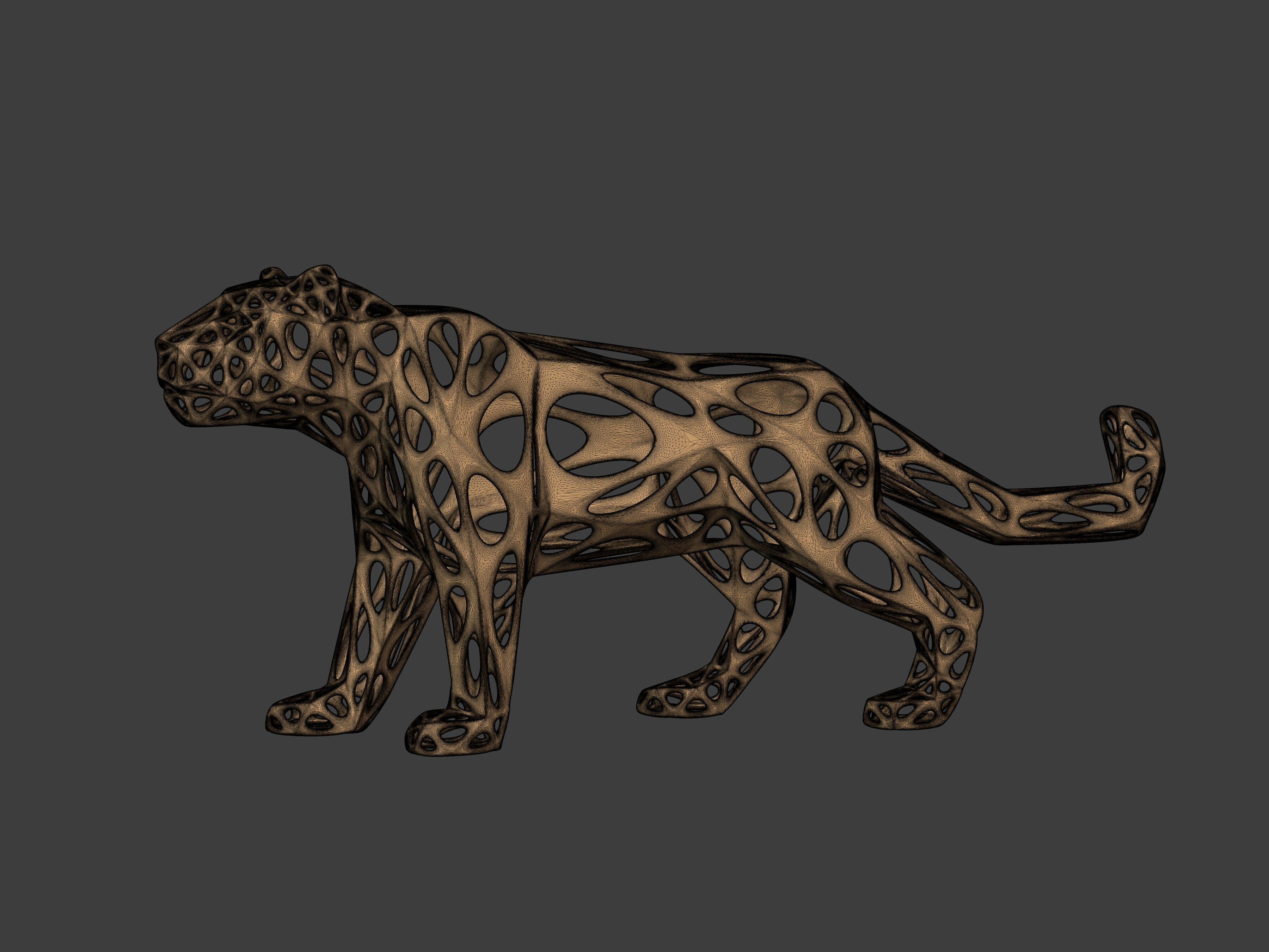 Abstract Snow Leopard Statue - Figurine 3D print model_2