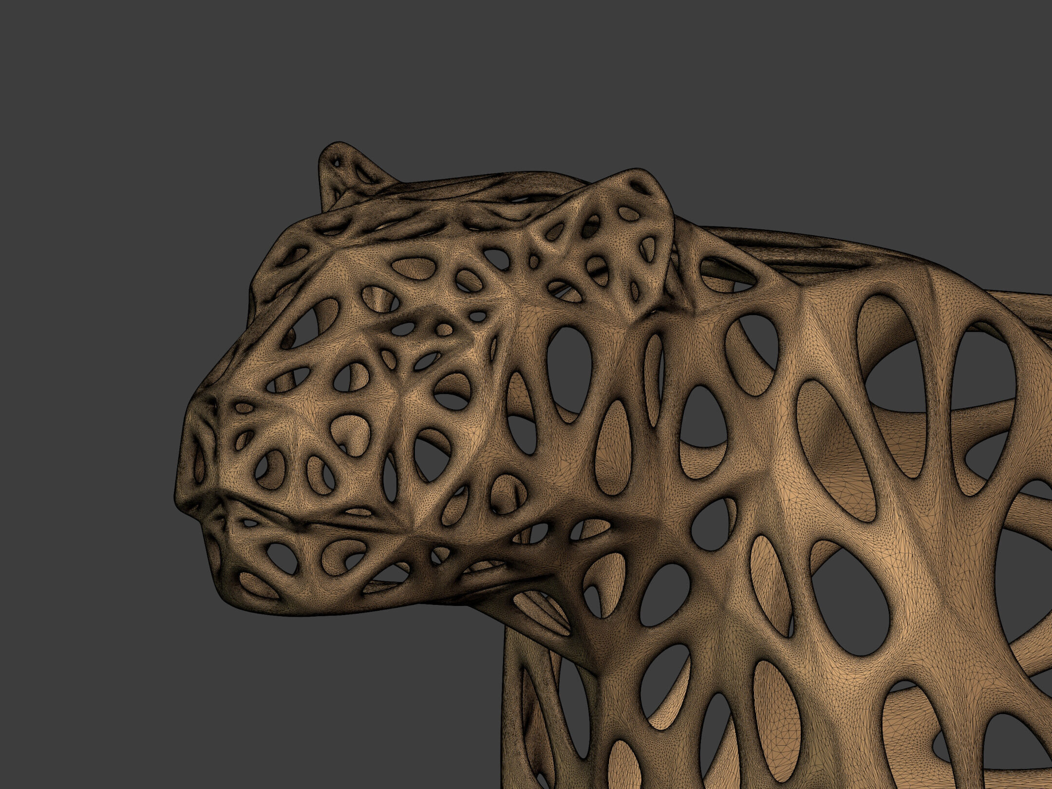 Abstract Snow Leopard Statue - Figurine 3D print model_12
