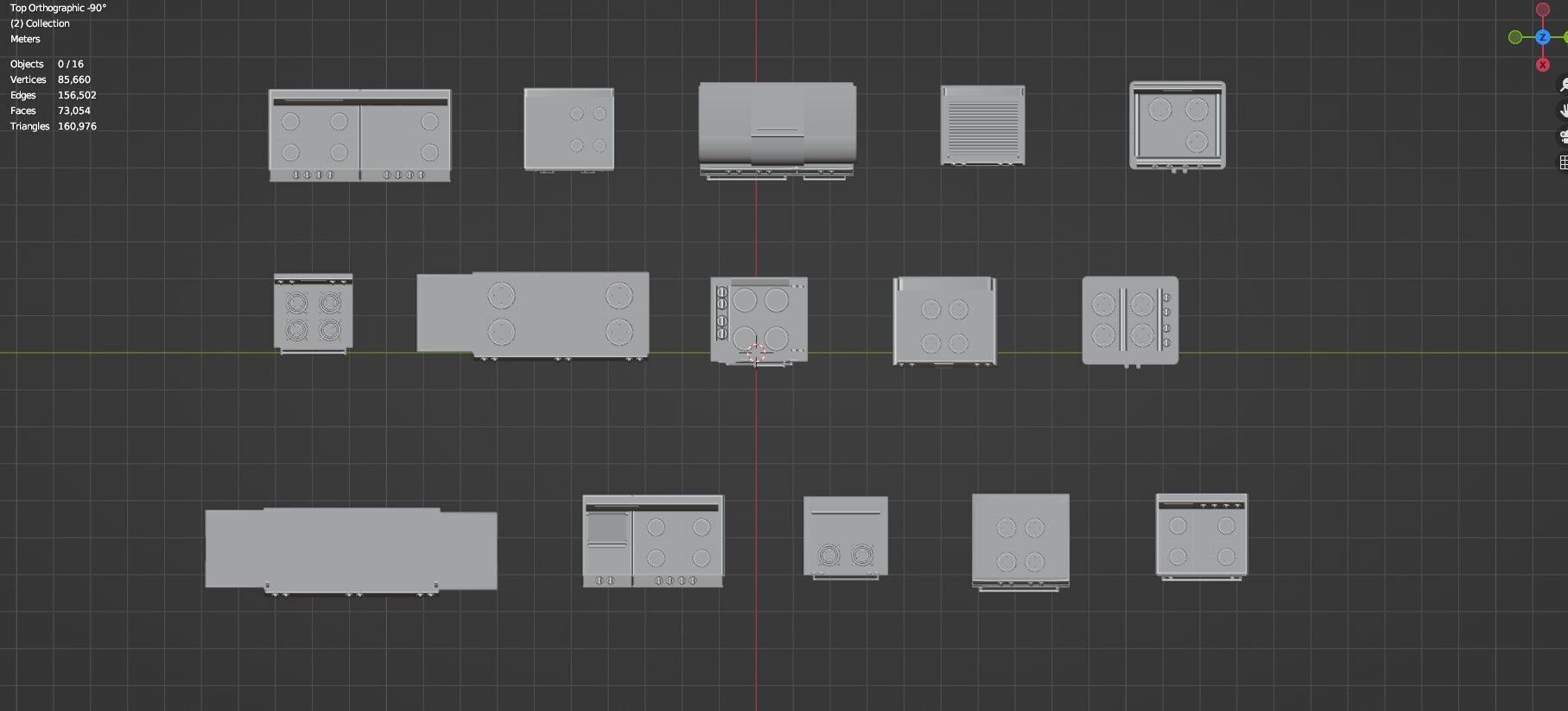 Low Poly 15 Gas Stoves Pack - Game Ready - Untextured Low-poly 3D model_22