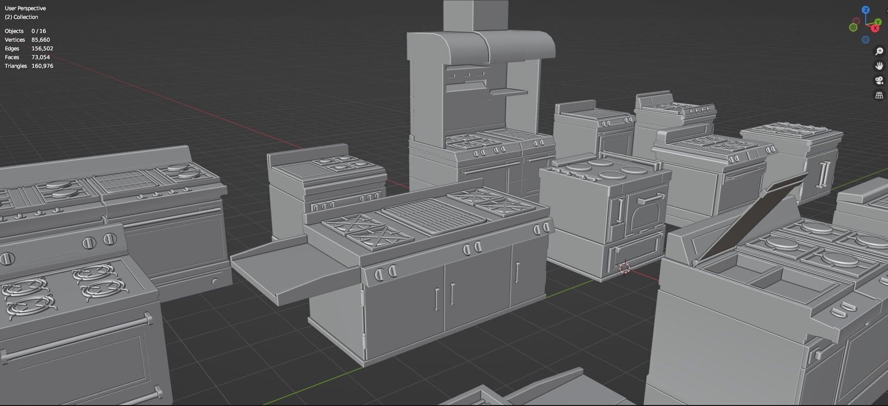 Low Poly 15 Gas Stoves Pack - Game Ready - Untextured Low-poly 3D model_24