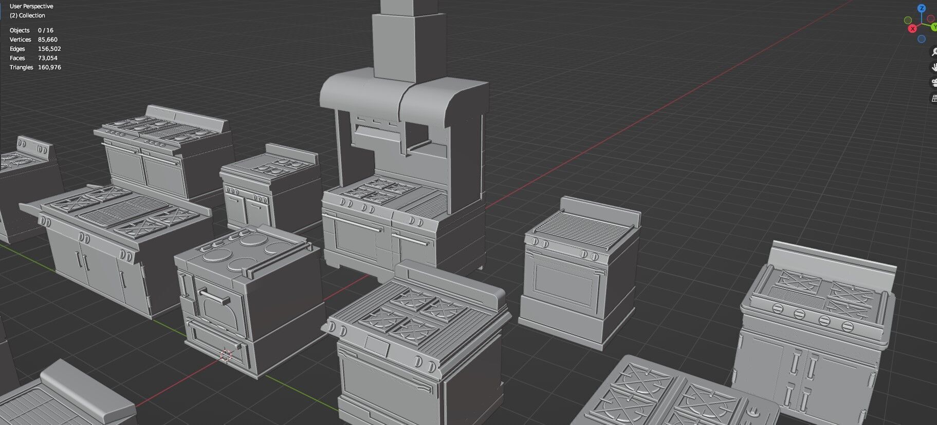 Low Poly 15 Gas Stoves Pack - Game Ready - Untextured Low-poly 3D model_32