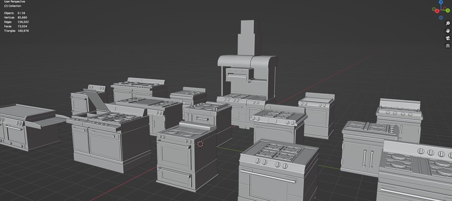 Low Poly 15 Gas Stoves Pack - Game Ready - Untextured Low-poly 3D model_30