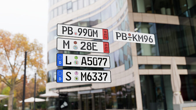 German Number Plate Low-poly 3D model 6