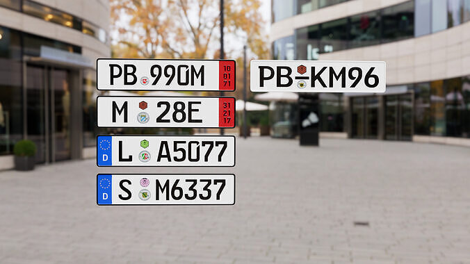 German Number Plate Low-poly 3D model 2