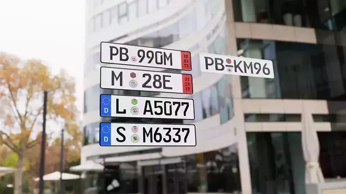 German Number Plate Low-poly 3D model