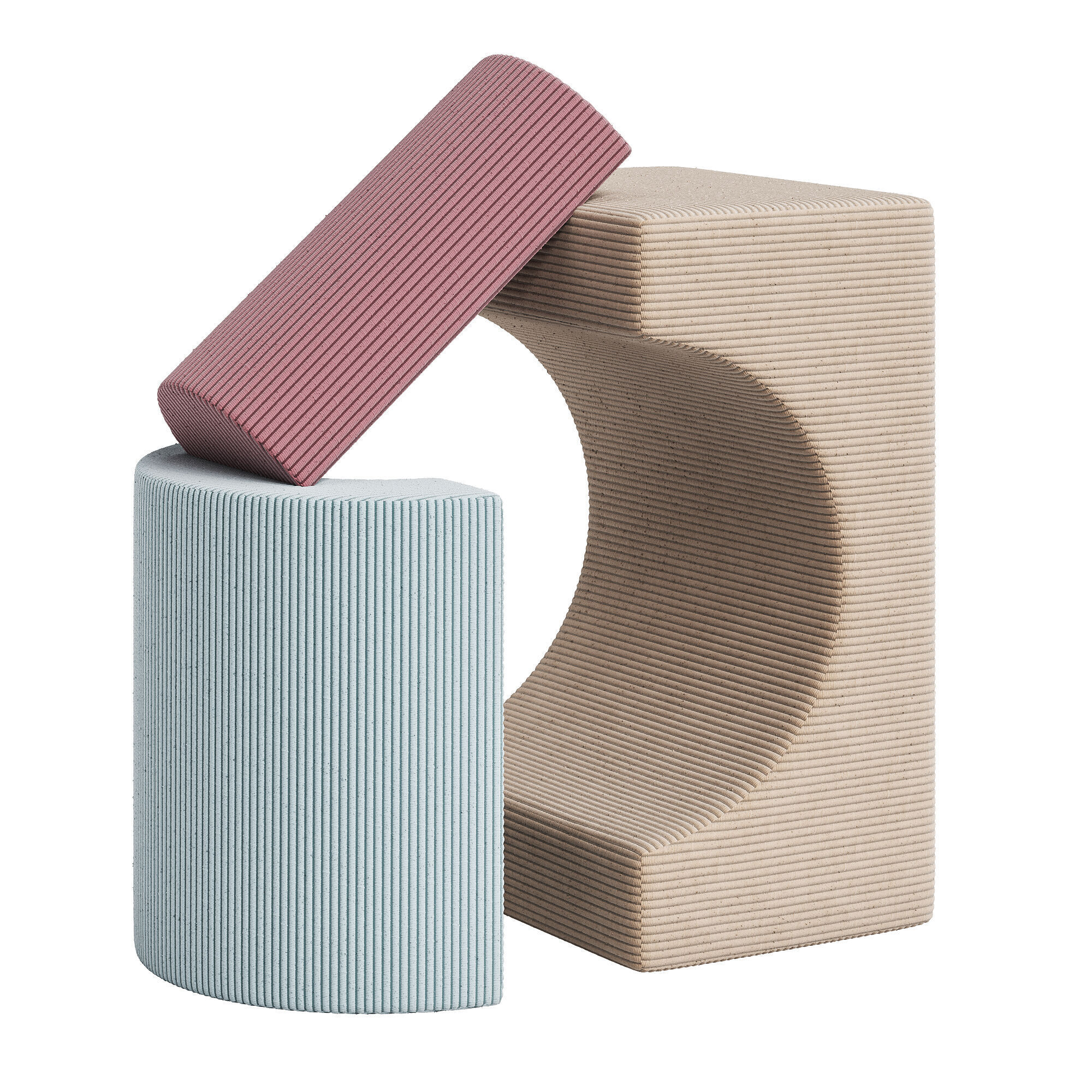 Set of Wigiwama 03 children play poufs 3D model_2