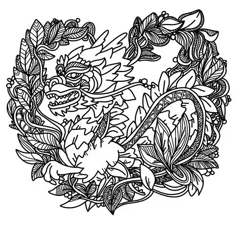 Heart Dragon with leaves