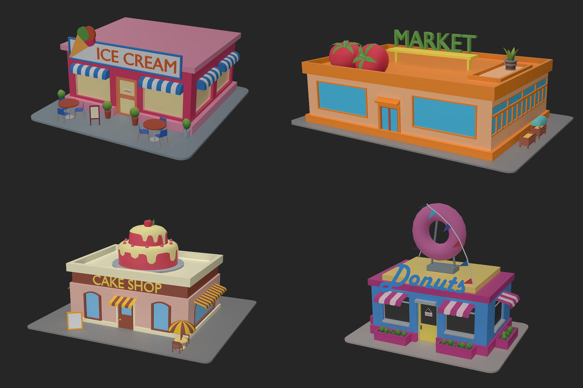 Low Poly Building pack Low-poly 3D model_1