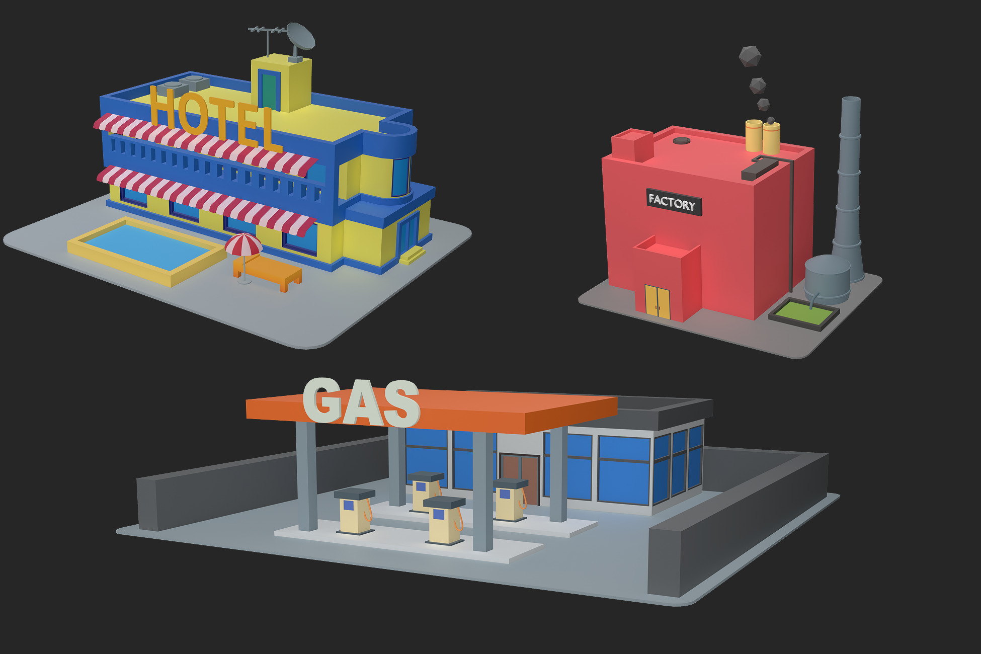 Low Poly Building pack Low-poly 3D model_4