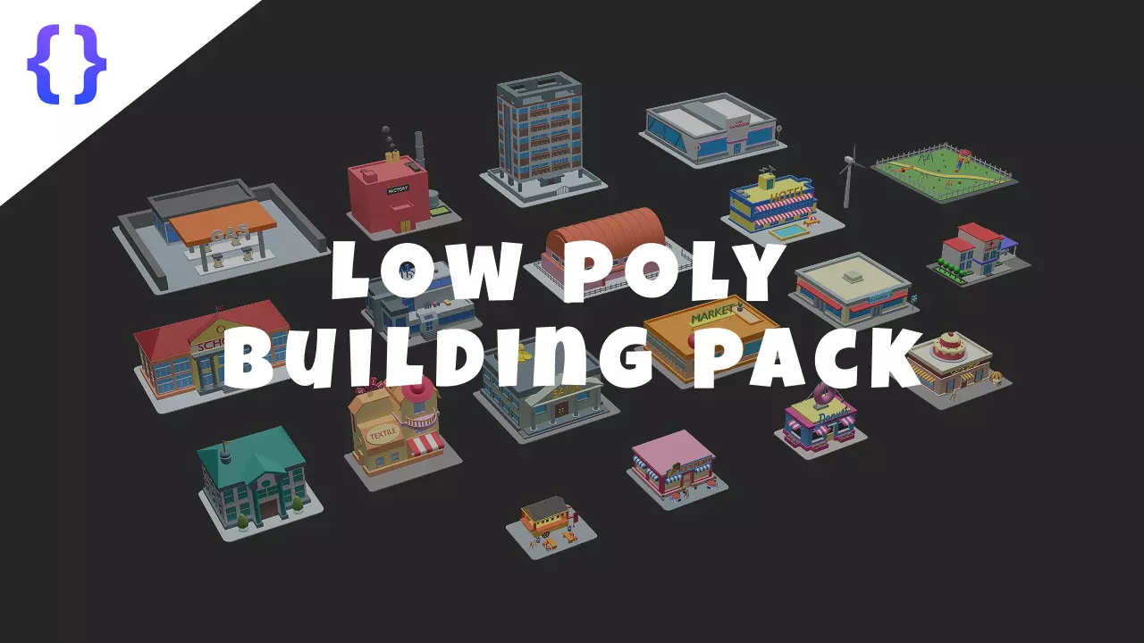 Low Poly Building pack Low-poly 3D model_0