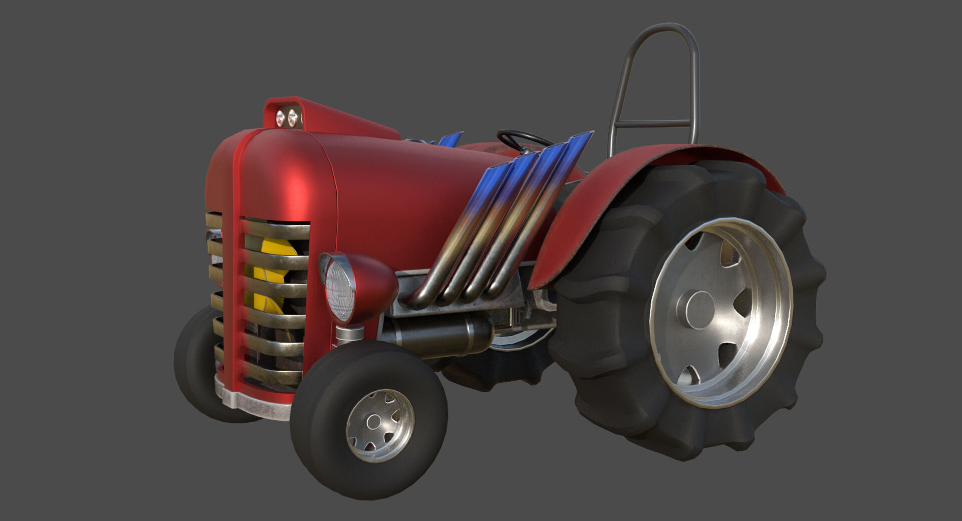 Tractor Game Ready Low Poly Low-poly 3D model 3D model_7