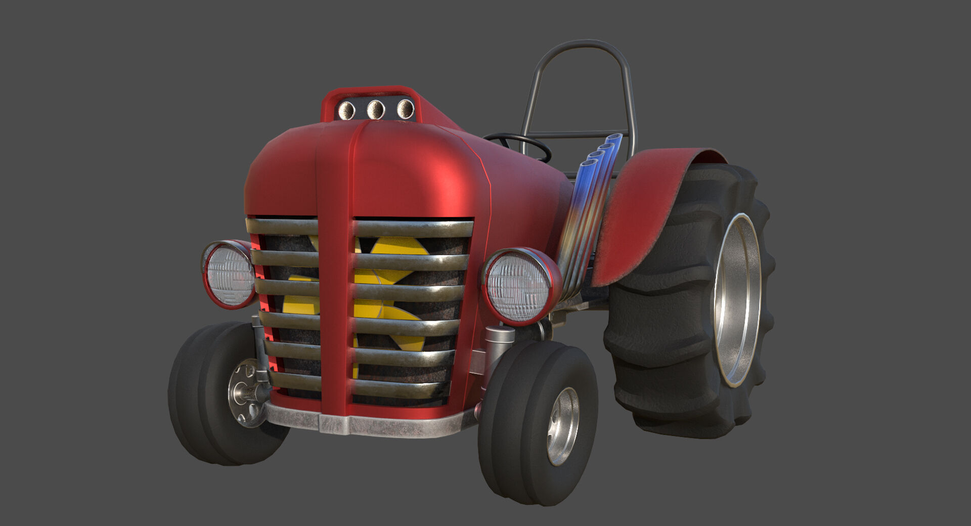 Tractor Game Ready Low Poly Low-poly 3D model 3D model_1