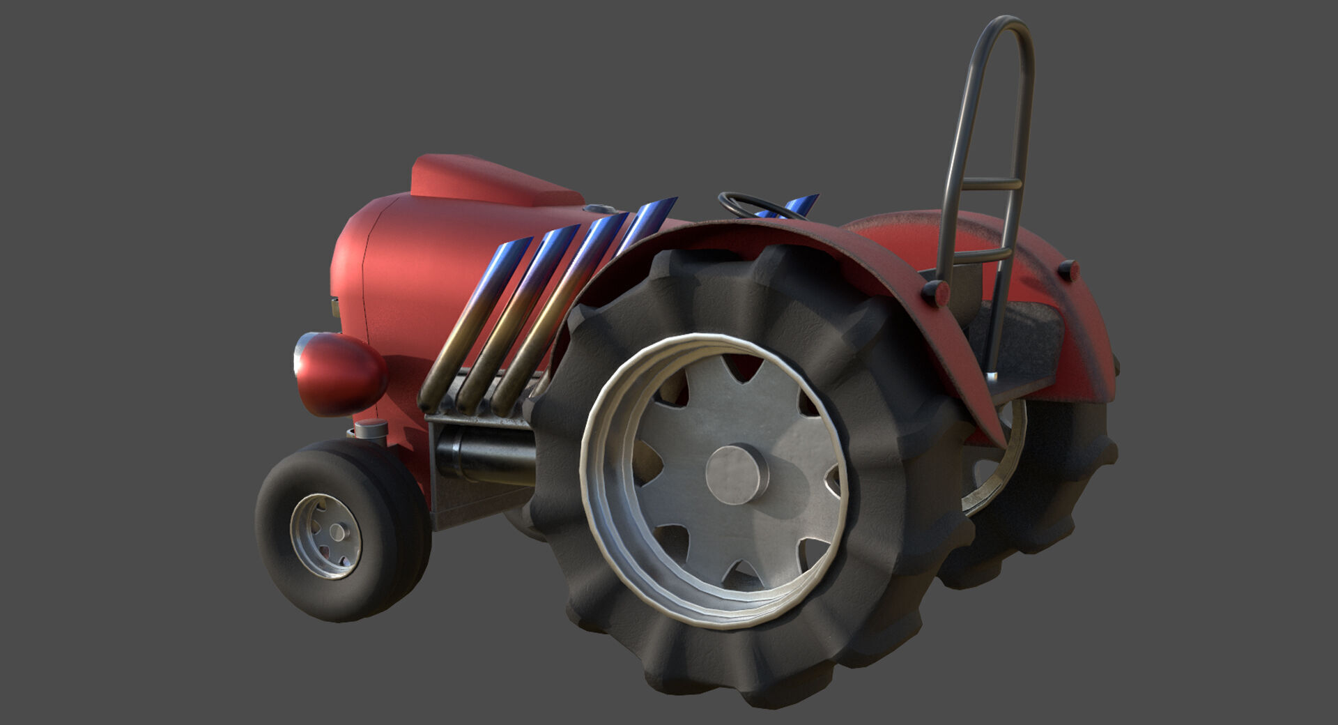 Tractor Game Ready Low Poly Low-poly 3D model 3D model_5