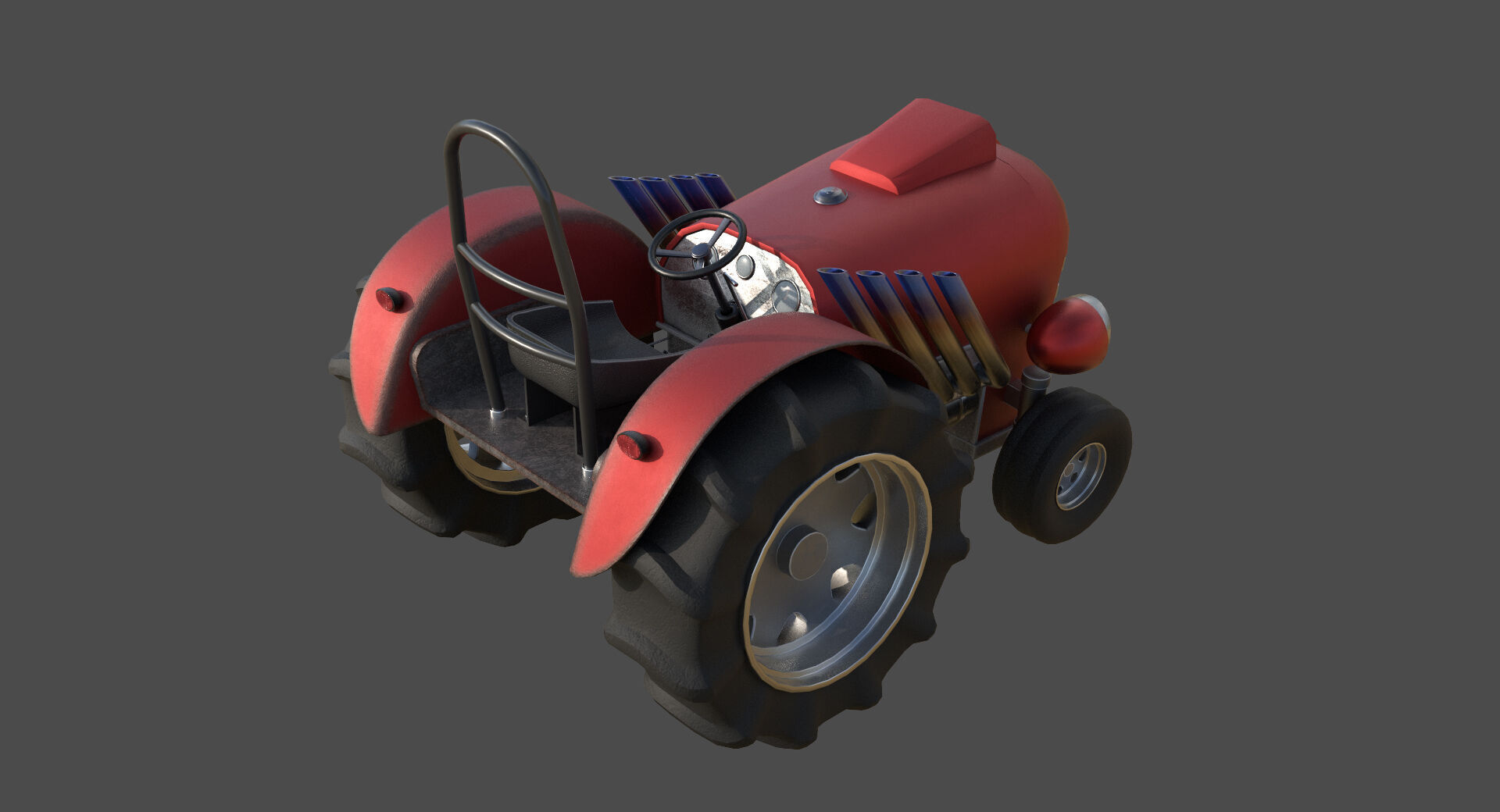 Tractor Game Ready Low Poly Low-poly 3D model 3D model_9
