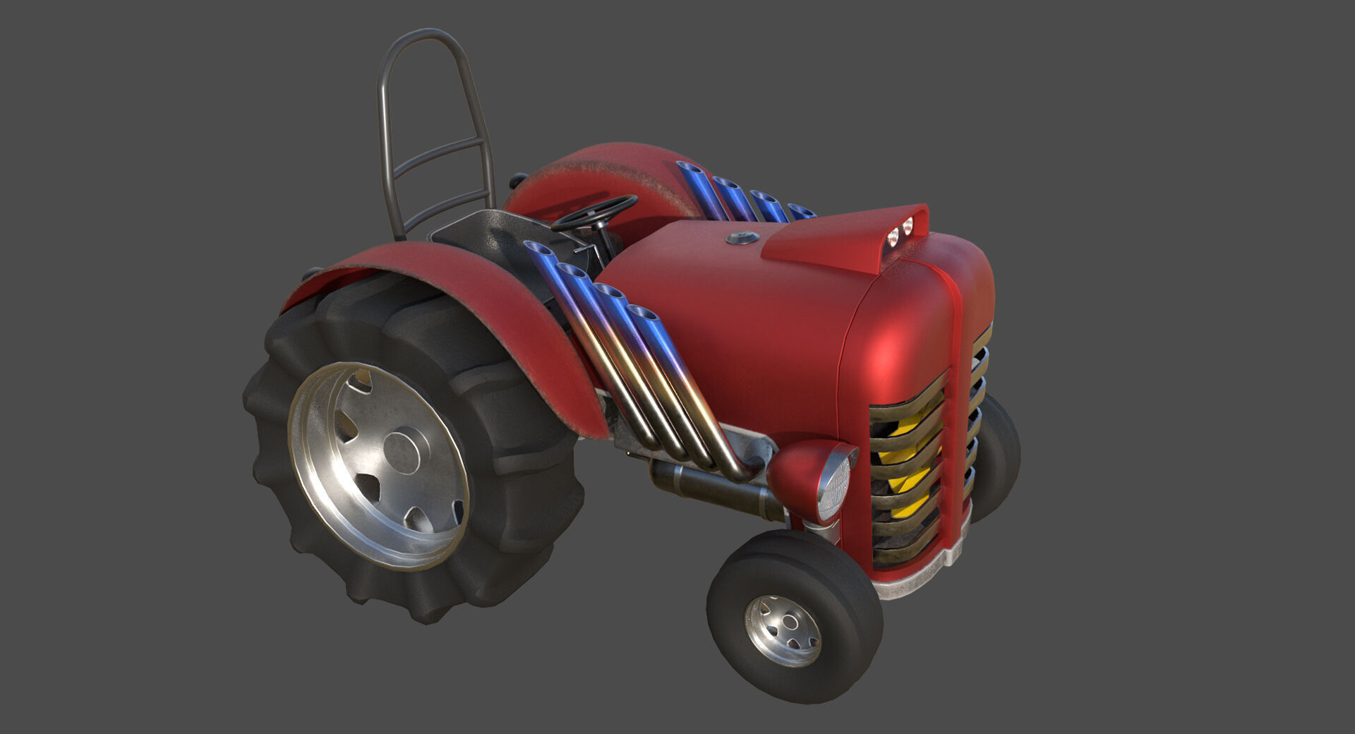 Tractor Game Ready Low Poly Low-poly 3D model 3D model_2