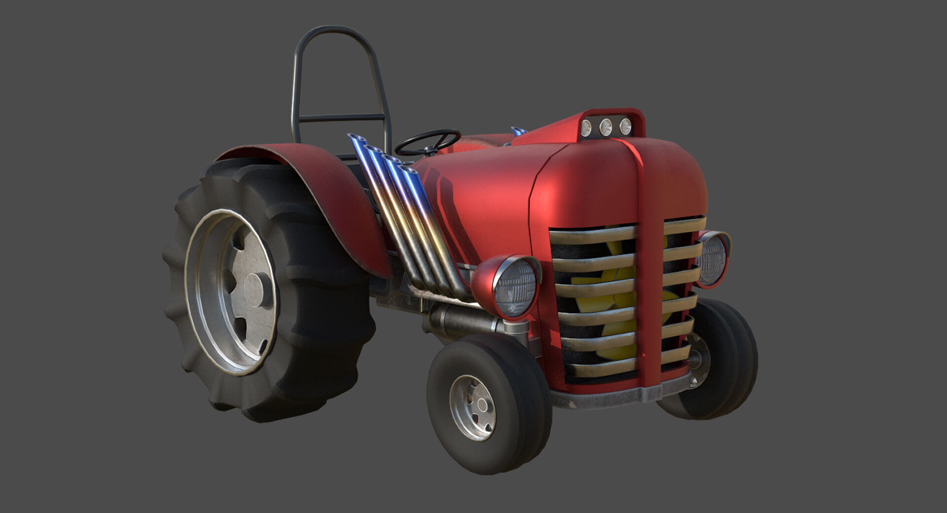Tractor Game Ready Low Poly Low-poly 3D model 3D model_8