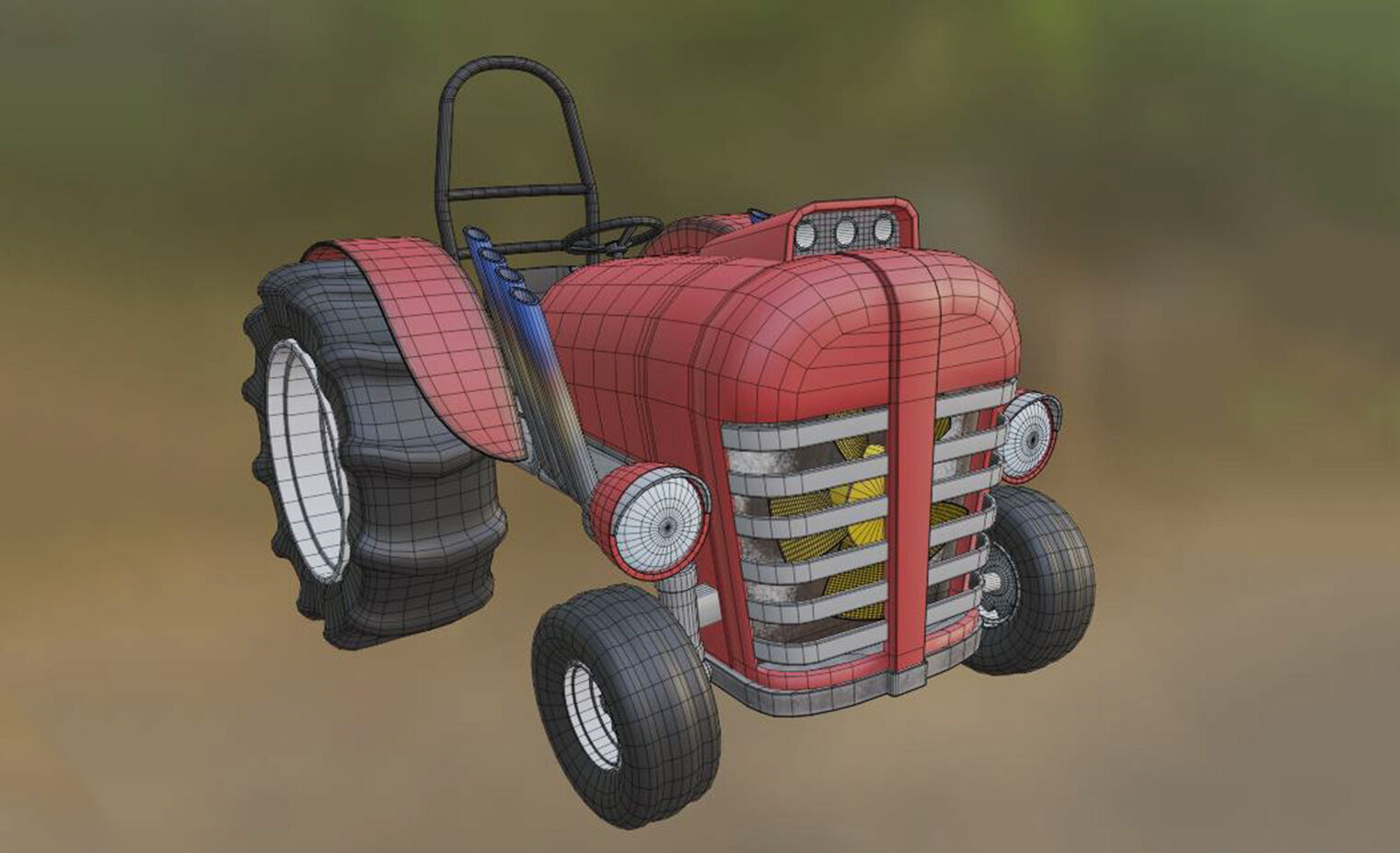 Tractor Game Ready Low Poly Low-poly 3D model 3D model_10