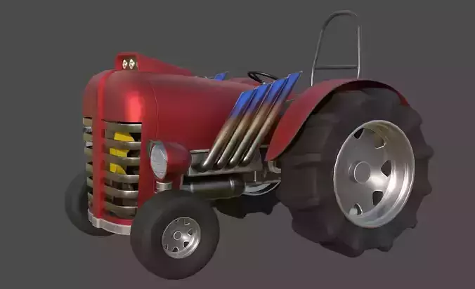 Tractor Game Ready Low Poly Low-poly 3D model