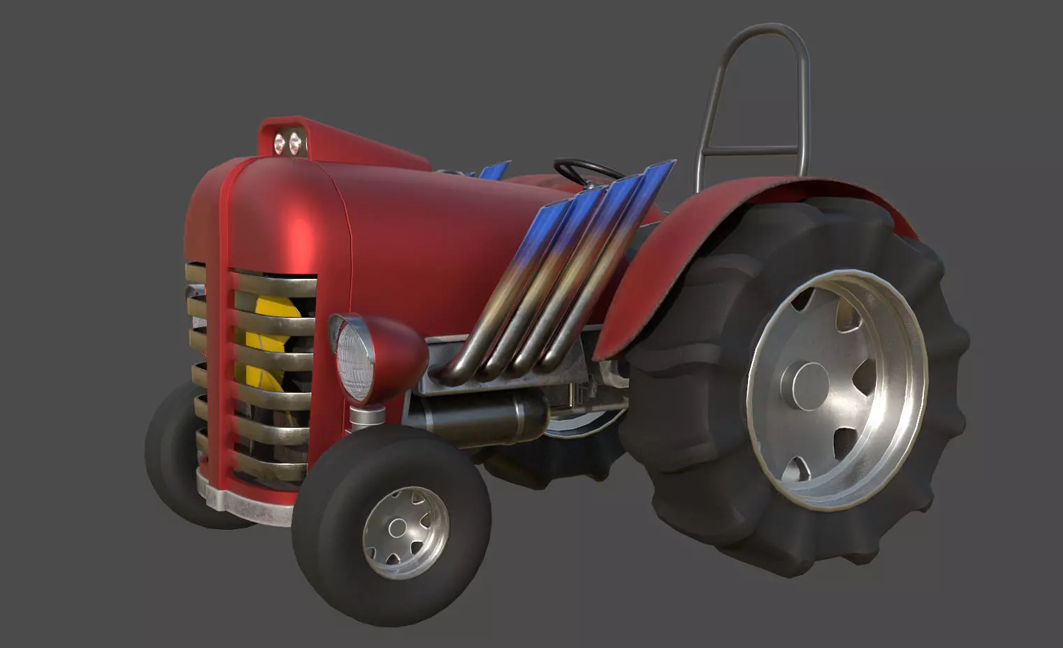 Tractor Game Ready Low Poly Low-poly 3D model 3D model_0