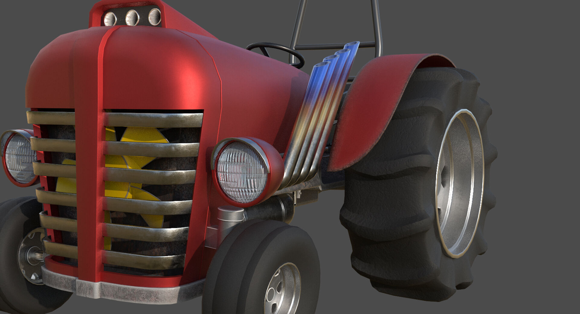 Tractor Game Ready Low Poly Low-poly 3D model 3D model_6