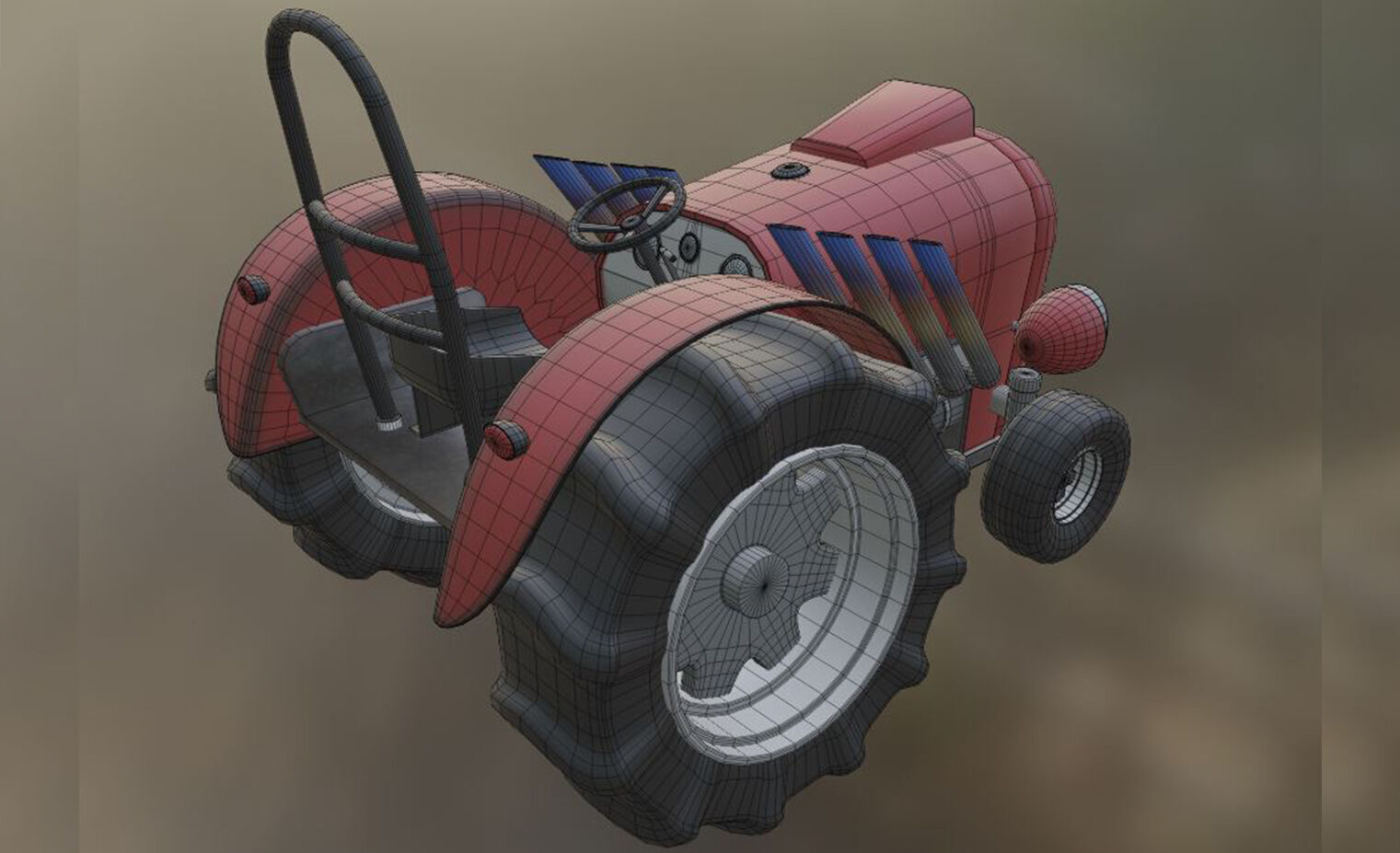 Tractor Game Ready Low Poly Low-poly 3D model 3D model_12