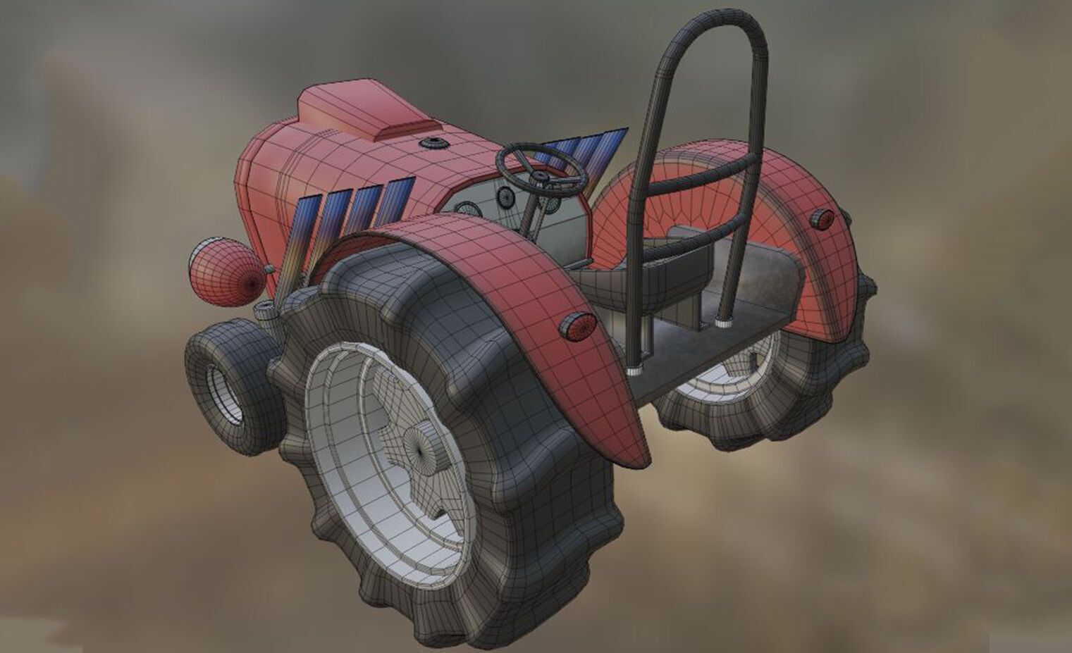 Tractor Game Ready Low Poly Low-poly 3D model 3D model_11