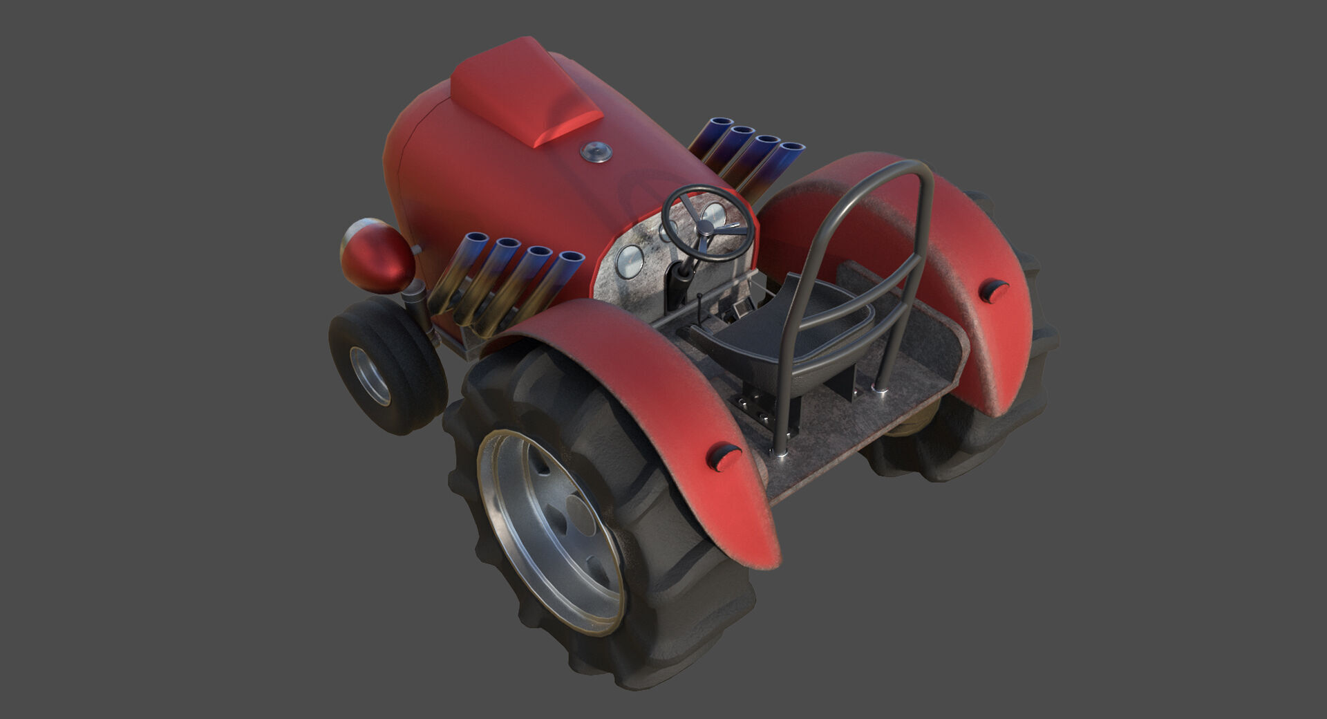 Tractor Game Ready Low Poly Low-poly 3D model 3D model_4