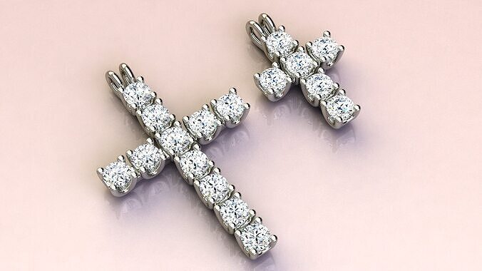 Cross with diamonds 3D print model