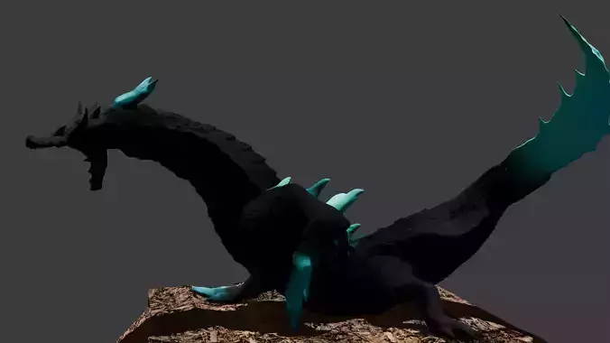   RIGGED monster hunter 3u abyssal lagaicrus on rock  high poly