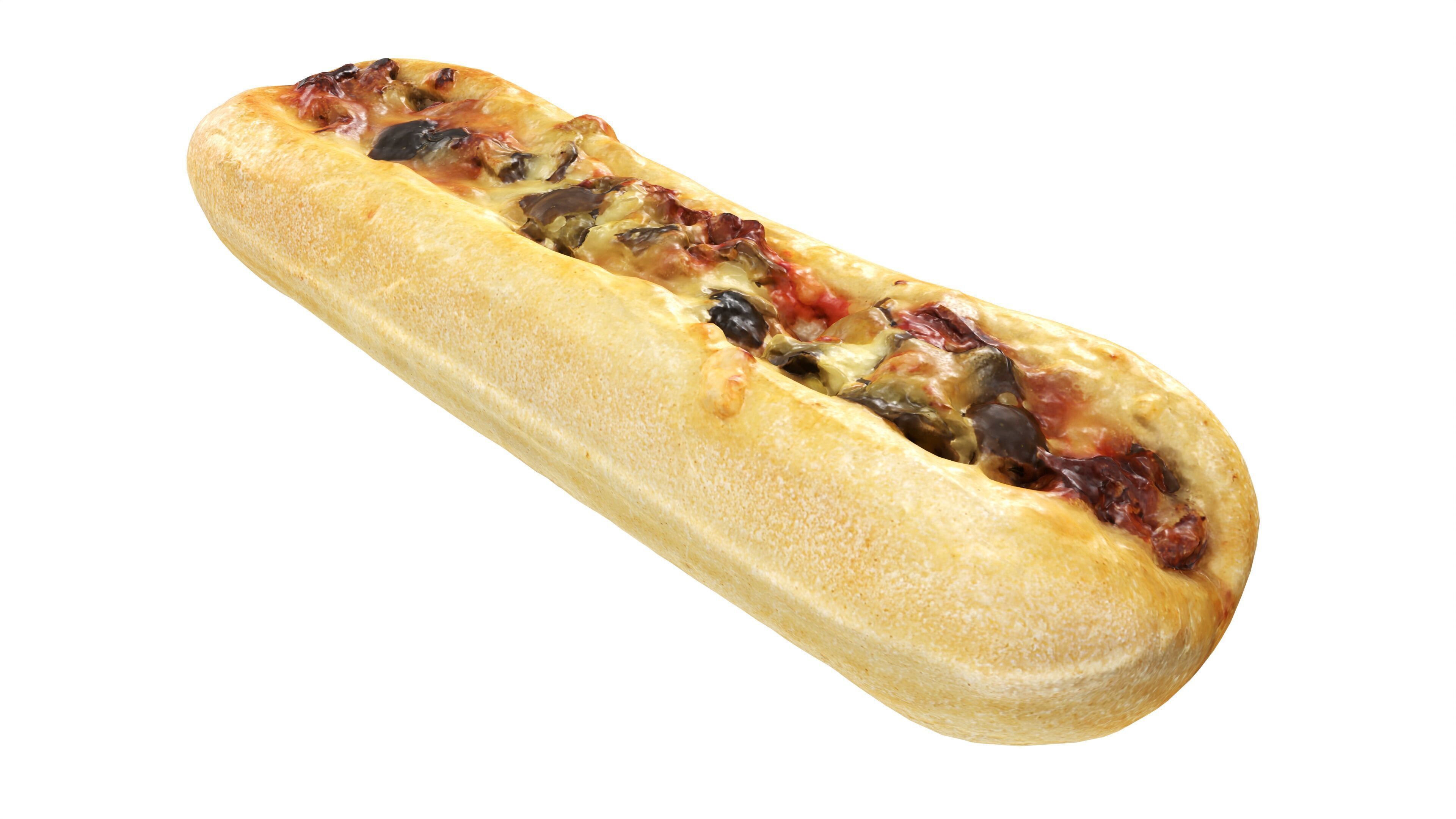 Hot Dog with cheese and vegetables Low-poly 3D model_2