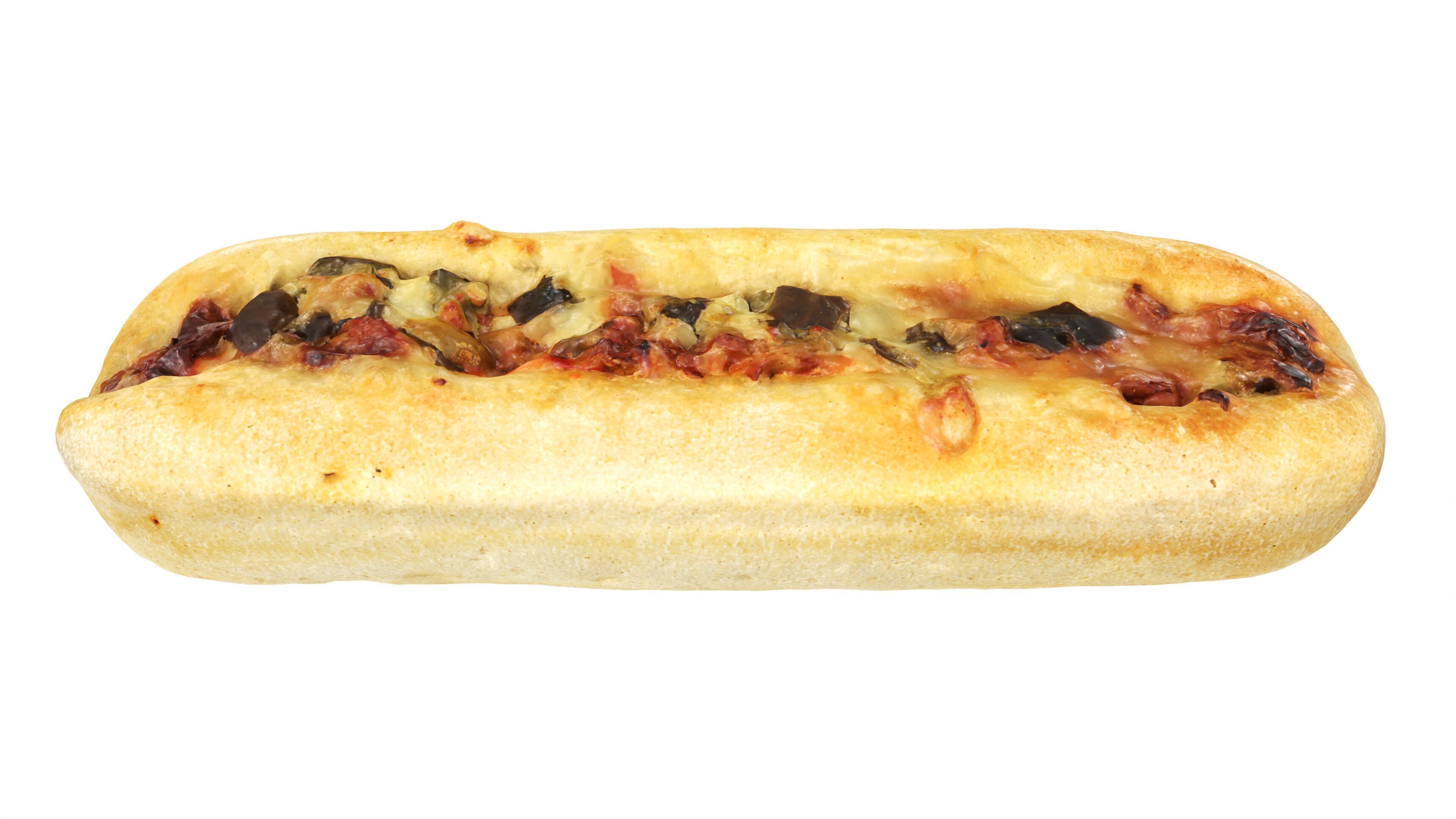 Hot Dog with cheese and vegetables Low-poly 3D model_1