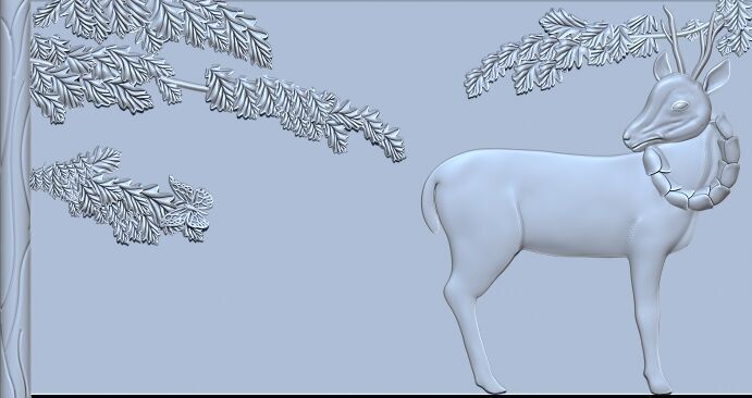 Deer 3D Bas Relief STL Model CNC Wood Carving Engraving Fil 3D print model_3