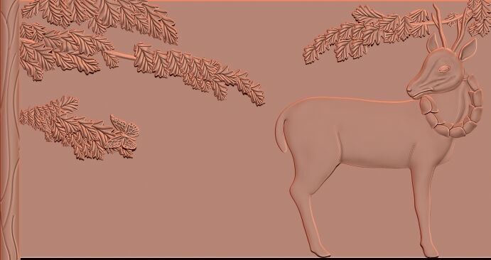 Deer 3D Bas Relief STL Model CNC Wood Carving Engraving Fil 3D print model_1