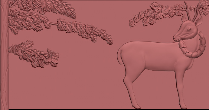 Deer 3D Bas Relief STL Model CNC Wood Carving Engraving Fil 3D print model_5