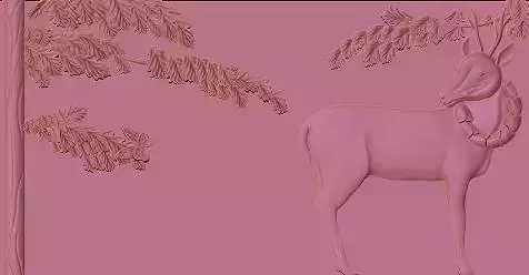 Deer 3D Bas Relief STL Model CNC Wood Carving  Engraving Fil