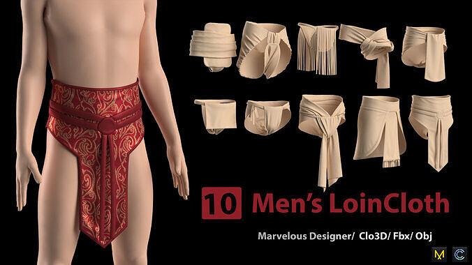 10 Mens LoinCloth 3D model